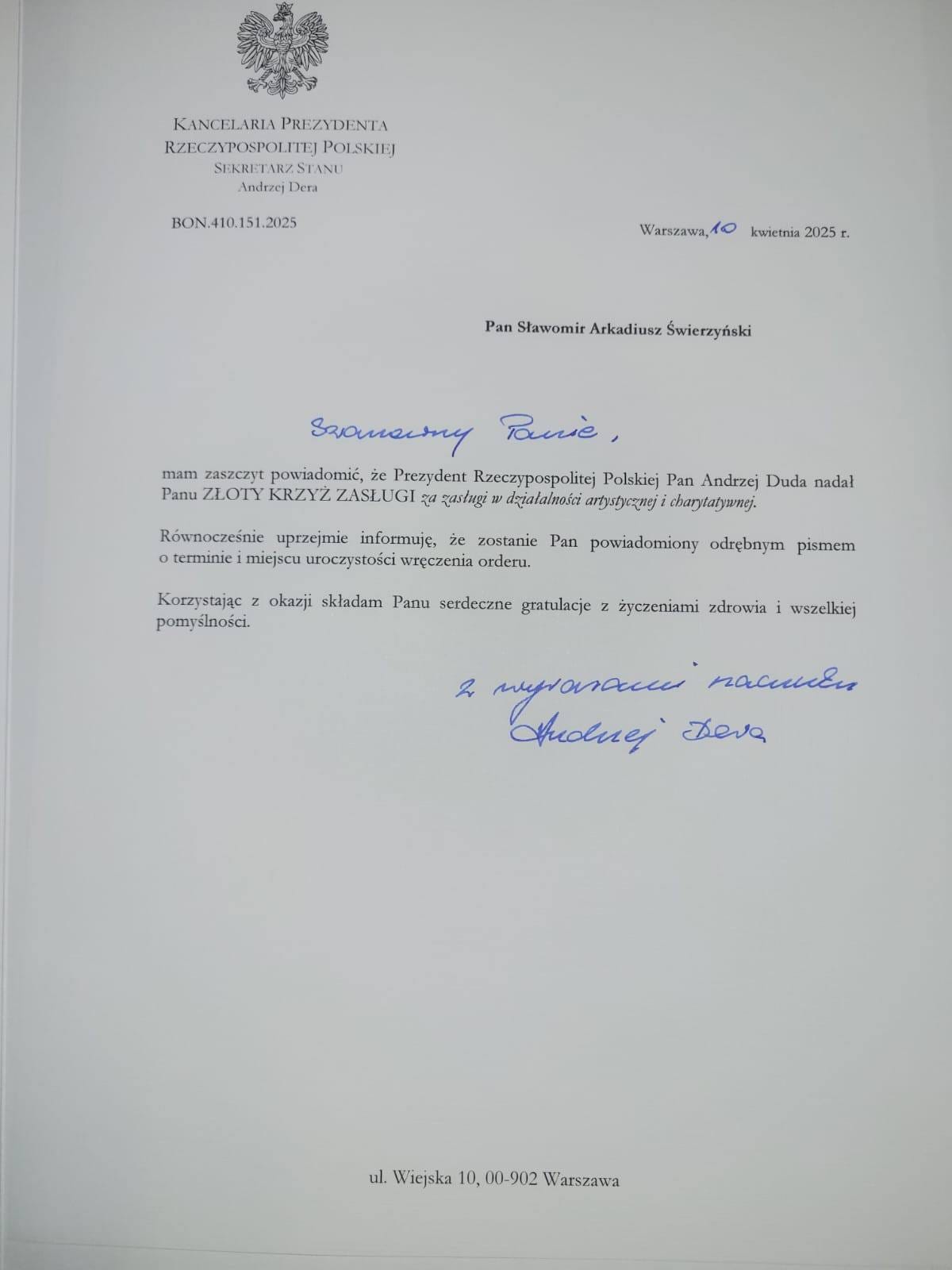 Pisma od prezydenta, fot. FB