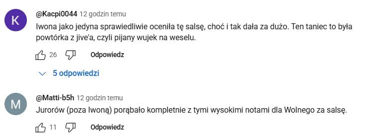 Komentarze po występie Tomasza Wolnego
