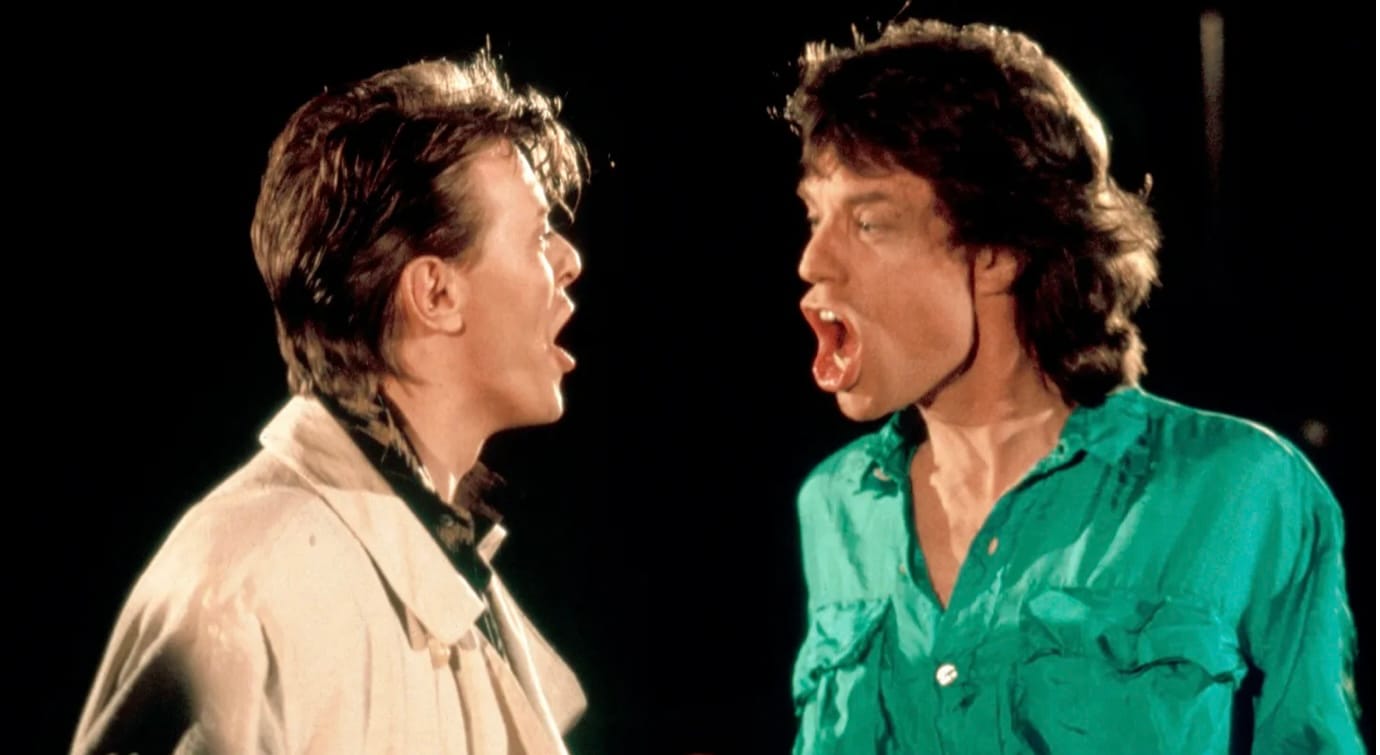 Mick Jagger z Davidem Bowie 1985 rok