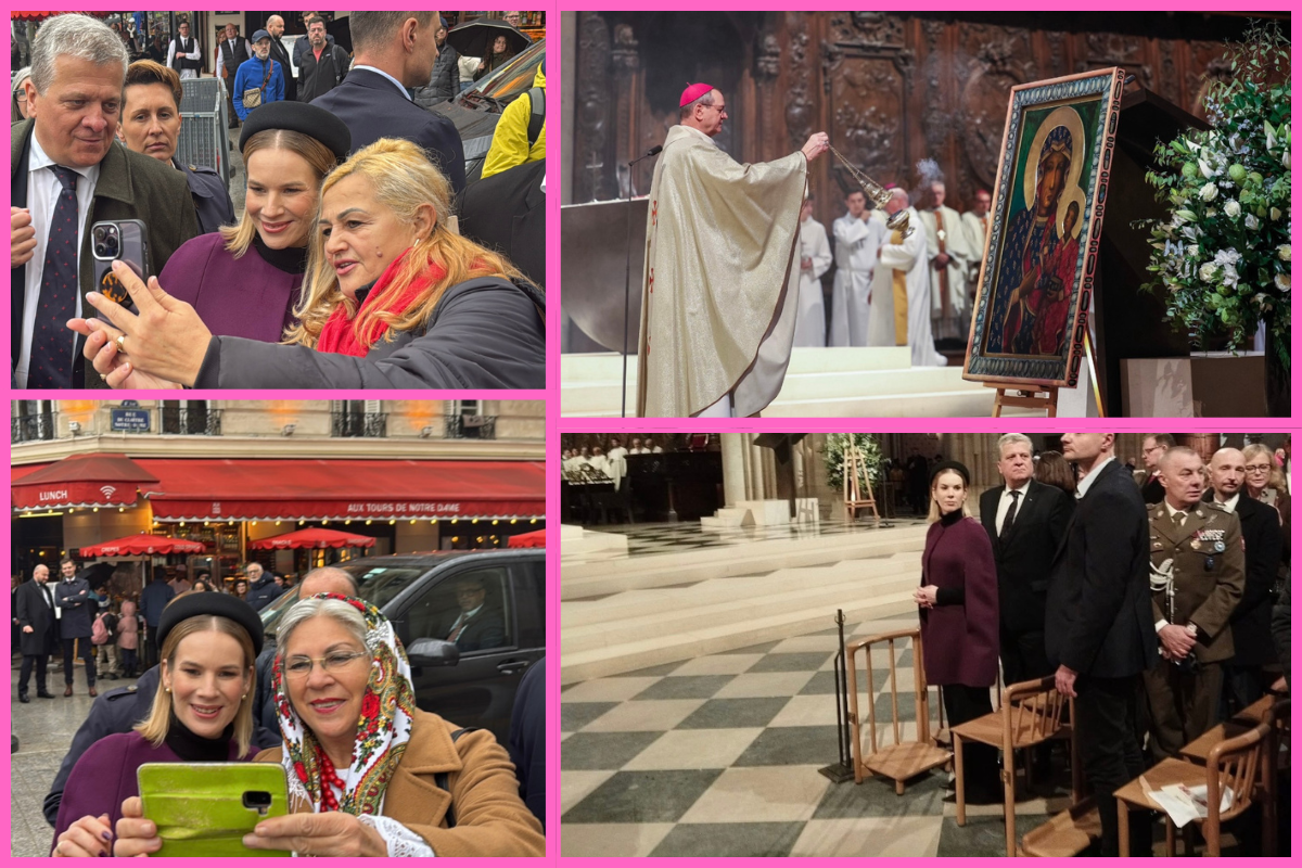 TYLKO U NAS! Marta Nawrocka wyszła do Polonii – zdjęcia, uśmiechy i wzruszenie pod Notre-Dame! [ZDJĘCIA]