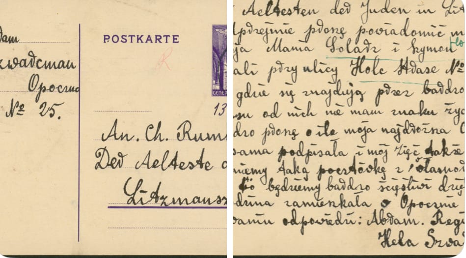 Kartka do Chaima Rutkowskiego, szefa Judenratu w Getto Litzmannstadt (Łódź), fot. X.COM