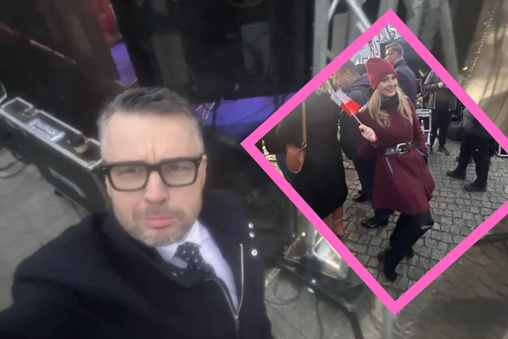 Jedni postawili na szyk, drudzy  styl "reportera terenowego".   Dziennikarze TV Republika na debacie plenerowej w Końskich