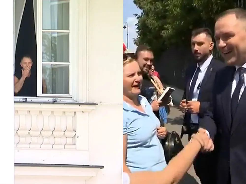 Prezydent w oknie, całusy do tłumu i wspólne selfie przed Belwederem! Karol Nawrocki zafundował zwolennikom prawdziwe show [WIDEO]