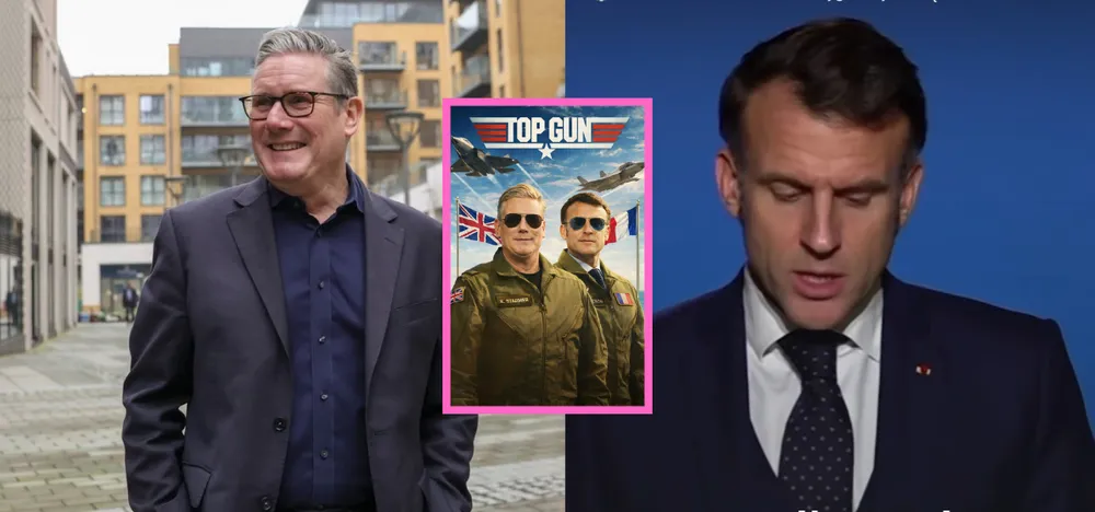Starmer i Macron jak Maverick i Goose. Premier żartuje z prezydenta. Plakat stał się hitem sieci
