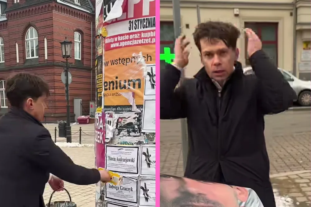 Kołodziejczak otworzył biuro poselskie. Był czerwony dywan, fryzura „jak włosy?" i ... zaklejone nekrologi [VIDEO]