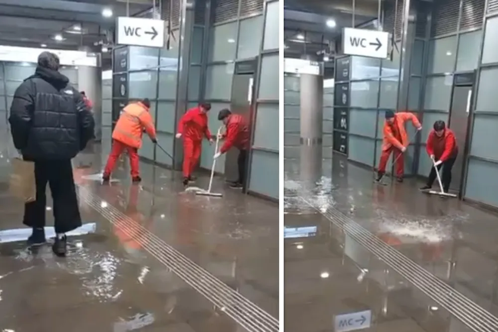 Pęknięta rura na Wileńskiej. Mamy WIDEO z warszawskiego metra - ZOBACZ, co tam się dzieje!
