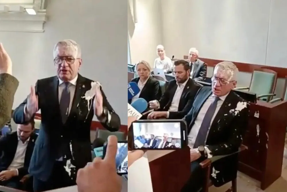 Awantura w Poznaniu. Jacek Jaśkowiak oberwał tortem