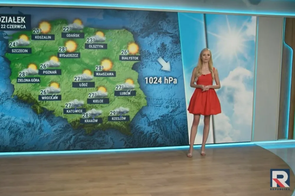 Nowa gwiazda Republiki z nogami do nieba. W studiu TV goręcej niż za oknem