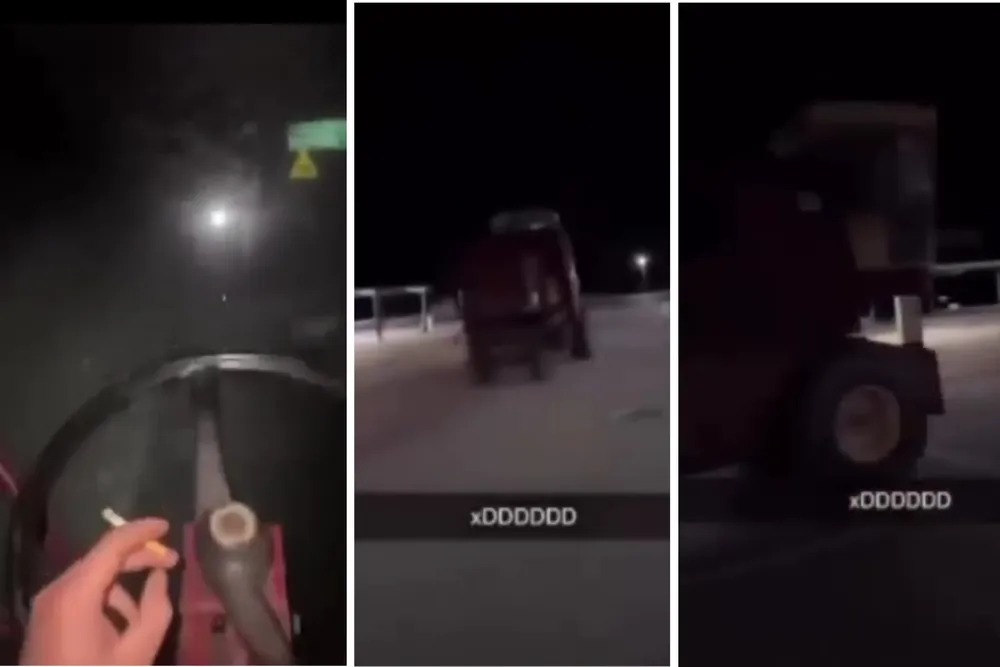 Odjechał kombajnem, ciągnąc za sobą scenę. Te dożynki zakończyły się z przytupem [WIDEO]
