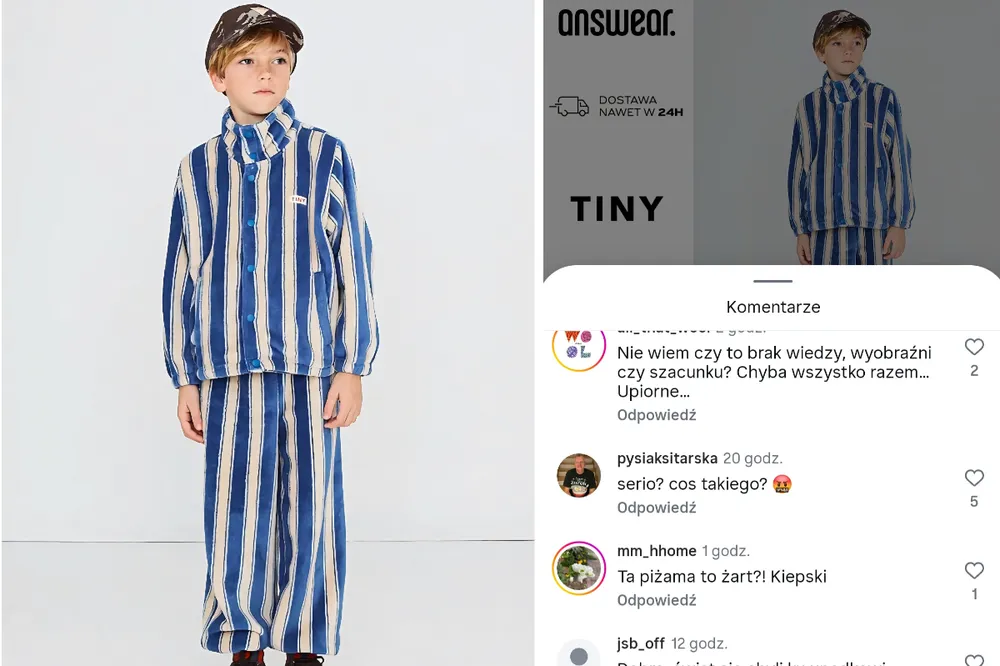 „Pasiak” dla dziecka. Internauci oburzeni: „Strój dla więźnia Auschwitz?”