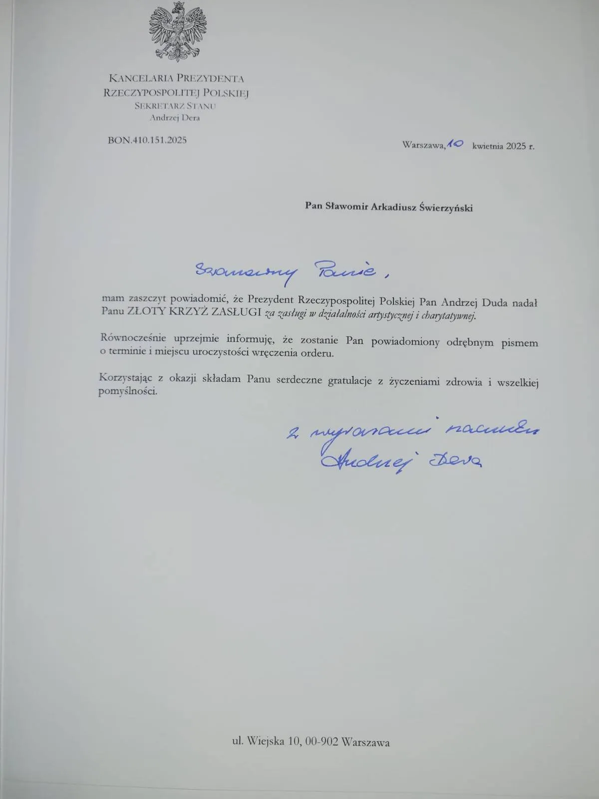 Pisma od prezydenta