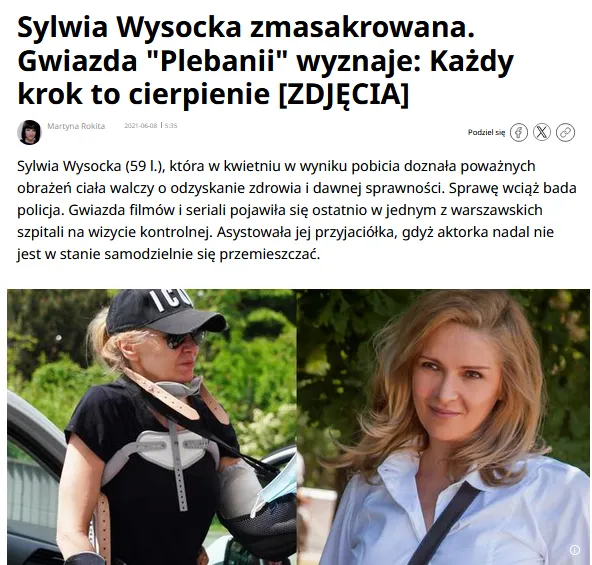 Sylwia Wysocka była boaheterką portali