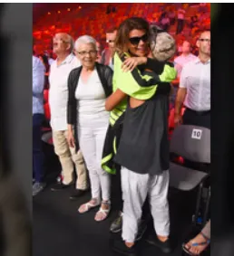 Edyta z mamą, ojczymem i synem