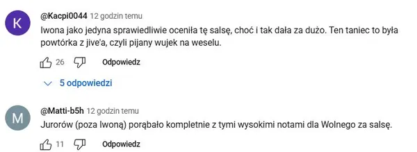 Komentarze po występie Tomasza Wolnego