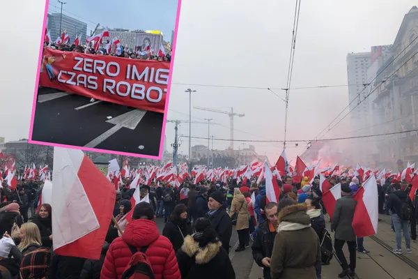 Największy baner Marszu Niepodległości zaskoczył wszystkich. Patriotyzm w wersji high-tech