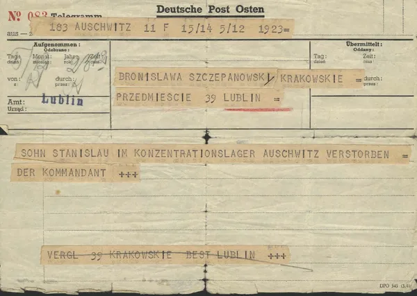 Informacja o śmierci syna