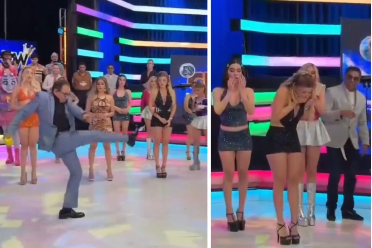 Kopnął drona prosto w twarz modelki! Dramatyczne sceny w telewizji na żywo [WIDEO]